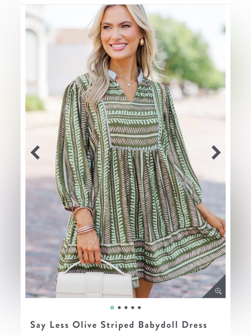 Umgee Say Less Olive Stripe Baby Doll Dress